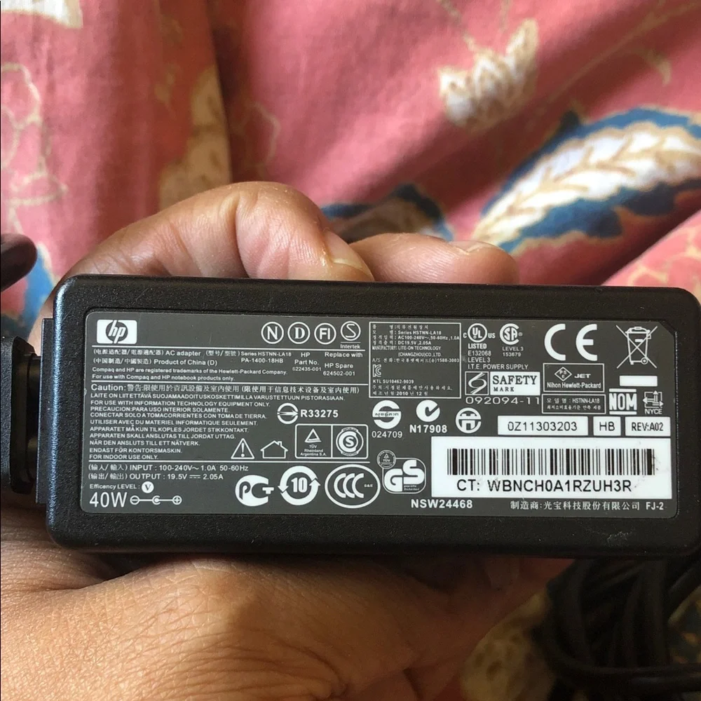 HP Black Laptop AC Adapter Charger with Barrel Connector
